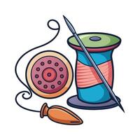 Elegant Needle Thread and Fabric Icon and Isolated Background vector