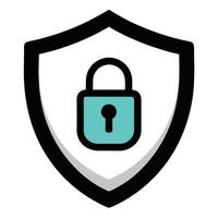 Modern Protective Shield Icon with a Lock and Isolated Background vector