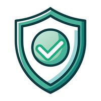 A green shield with a tick mark on it vector