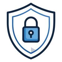 Protective Shield Icon with a Lock and Isolated Background vector