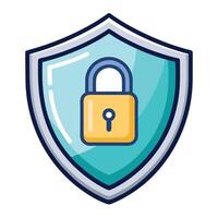 Elegant Security Shield Icon Featuring a Lock and Isolated Background vector