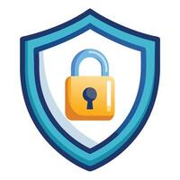 Security Shield Icon Featuring a Lock and Isolated Background vector