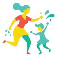 Lively Mothers Day Depiction of a Mother and Child Engaging in Fun Activities vector