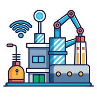 Modern Factory Icon with Robotic Arms and Isolated Background vector