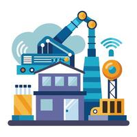 Factory Icon with Robotic Arms and Isolated Background vector