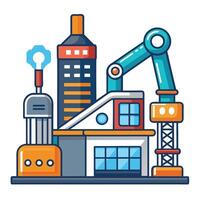 Elegant Factory Icon with Robotic Arms and Isolated Background vector