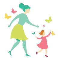 Playful Mothers Day Image of a Mother and Child Chasing with Boundless Energy vector