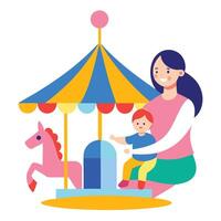 Playful Mothers Day Depiction of a Mother and Child Enjoying a Joyful Celebration vector