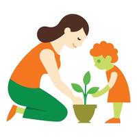 Nurturing Mothers Day Depiction of a Mother Helping Her Child with Tender Guidance vector