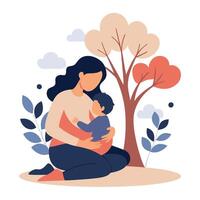 Serene Mothers Day Image of a Mother Gently Rocking Her Child in Peace vector