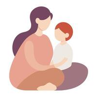 Serene Mothers Day Moment of a Mother and Child Sharing a Quiet Quote vector
