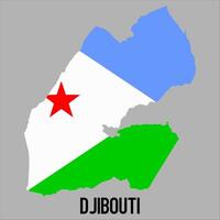 Djibouti map with flag, Map illustration vector