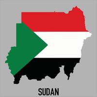 Sudan map with flag, Map illustration vector