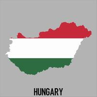 Hungary map with flag, Map illustration vector