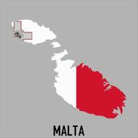 Malta map with flag, Map illustration vector