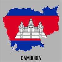 Cambodia map with flag, Map illustration vector