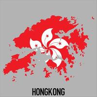 Hongkong map with flag, Map illustration vector