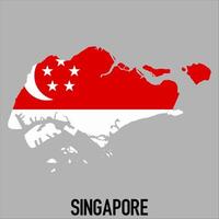 Singapore map with flag, Map illustration vector