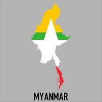 Myanmar map with flag, Map illustration vector