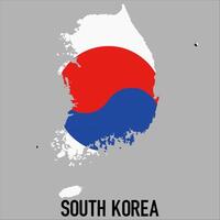 South Korea map with flag, Map illustration vector