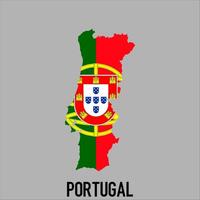 Portugal map with flag, Map illustration vector