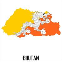 Bhutan map with flag, Map illustration vector