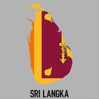 Sri Langka map with flag, Map illustration vector