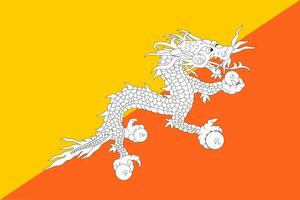 Bhutan flag. Accurate dimensions and official colors. This file is suitable for digital editing and printing of any size. vector