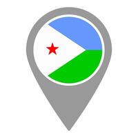 Djibouti flag location pin, flag application, Flag on Location Pin, map pointer, illustration. vector