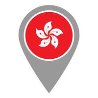 Hongkong flag location pin, flag application, Flag on Location Pin, map pointer, illustration. vector