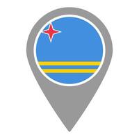Aruba flag location pin, flag application, Flag on Location Pin, map pointer, illustration. vector