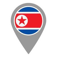 North Korea flag location pin, flag application, Flag on Location Pin, map pointer, illustration. vector