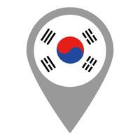 South Korea flag location pin, flag application, Flag on Location Pin, map pointer, illustration. vector