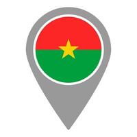 Burkina Faso flag location pin, flag application, Flag on Location Pin, map pointer, illustration. vector