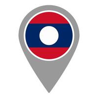 Laos flag location pin, flag application, Flag on Location Pin, map pointer, illustration. vector