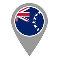 Cook Island flag location pin, flag application, Flag on Location Pin, map pointer, illustration. vector