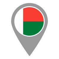 Madagascar flag location pin, flag application, Flag on Location Pin, map pointer, illustration. vector