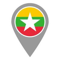 Myanmar flag location pin, flag application, Flag on Location Pin, map pointer, illustration. vector