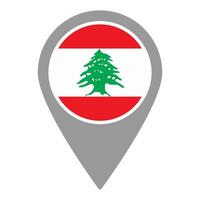 Lebanon flag location pin, flag application, Flag on Location Pin, map pointer, illustration. vector