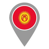 Kyrgyzstan flag location pin, flag application, Flag on Location Pin, map pointer, illustration. vector