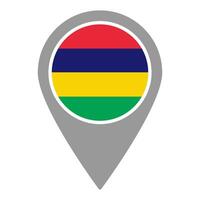 Mauritius flag location pin, flag application, Flag on Location Pin, map pointer, illustration. vector