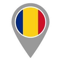 Romania flag location pin, flag application, Flag on Location Pin, map pointer, illustration. vector