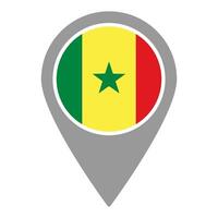 Senegal flag location pin, flag application, Flag on Location Pin, map pointer, illustration. vector
