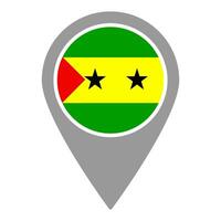 Sao Tome And Principe flag location pin, flag application, Flag on Location Pin, map pointer, illustration. vector