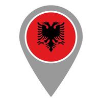 Albania flag location pin, flag application, Flag on Location Pin, map pointer, illustration. vector