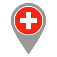 Switzerland flag location pin, flag application, Flag on Location Pin, map pointer, illustration. vector