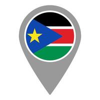 South Sudan flag location pin, flag application, Flag on Location Pin, map pointer, illustration. vector