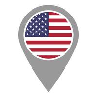 Usa flag location pin, flag application, Flag on Location Pin, map pointer, illustration. vector