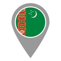 Turkmenistan flag location pin, flag application, Flag on Location Pin, map pointer, illustration. vector