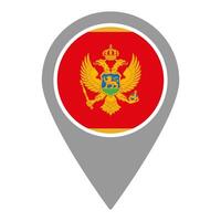 Montenegro flag location pin, flag application, Flag on Location Pin, map pointer, illustration. vector